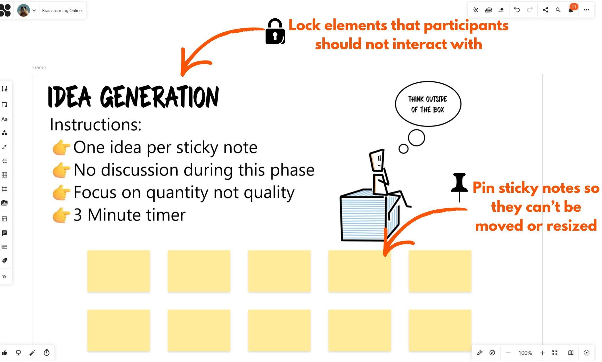 Online Brainstorming - prepare the board