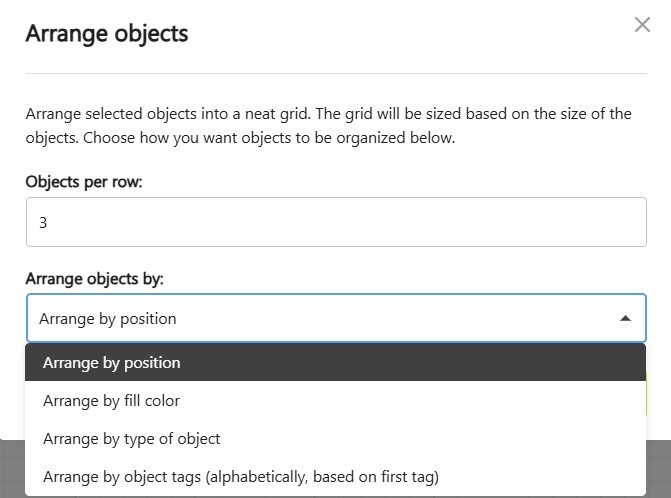 Arrange by object tag Arrange by object tag