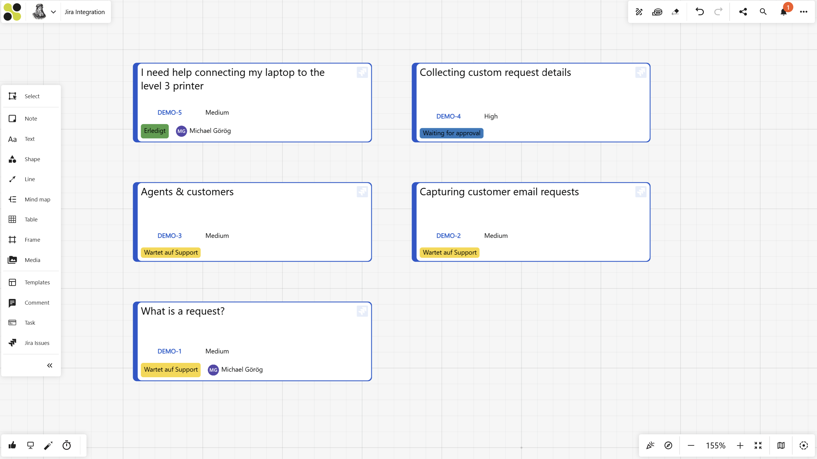 Collaboard Jira Issues on the Whiteboard