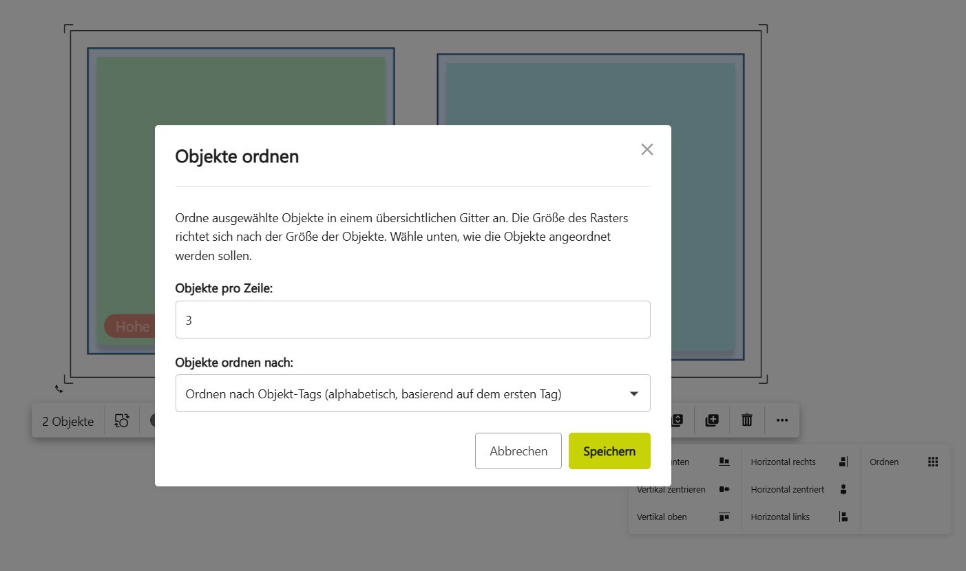 Objekte nach Tag anordnen